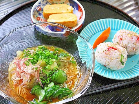 冷やし茄子のぶっかけ素麺